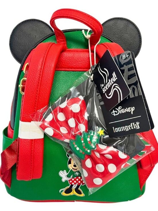 Loungefly Disney Minnie Mouse Holiday Interchangeable Bows Backpack NWT